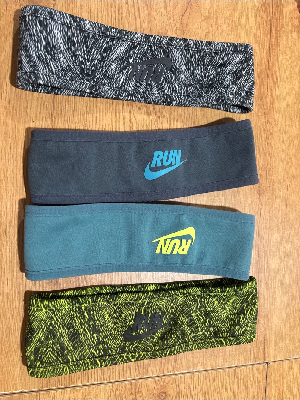 Nike women Performance Headband Set — Black, Teal, Blue, Neon Yellow-Green